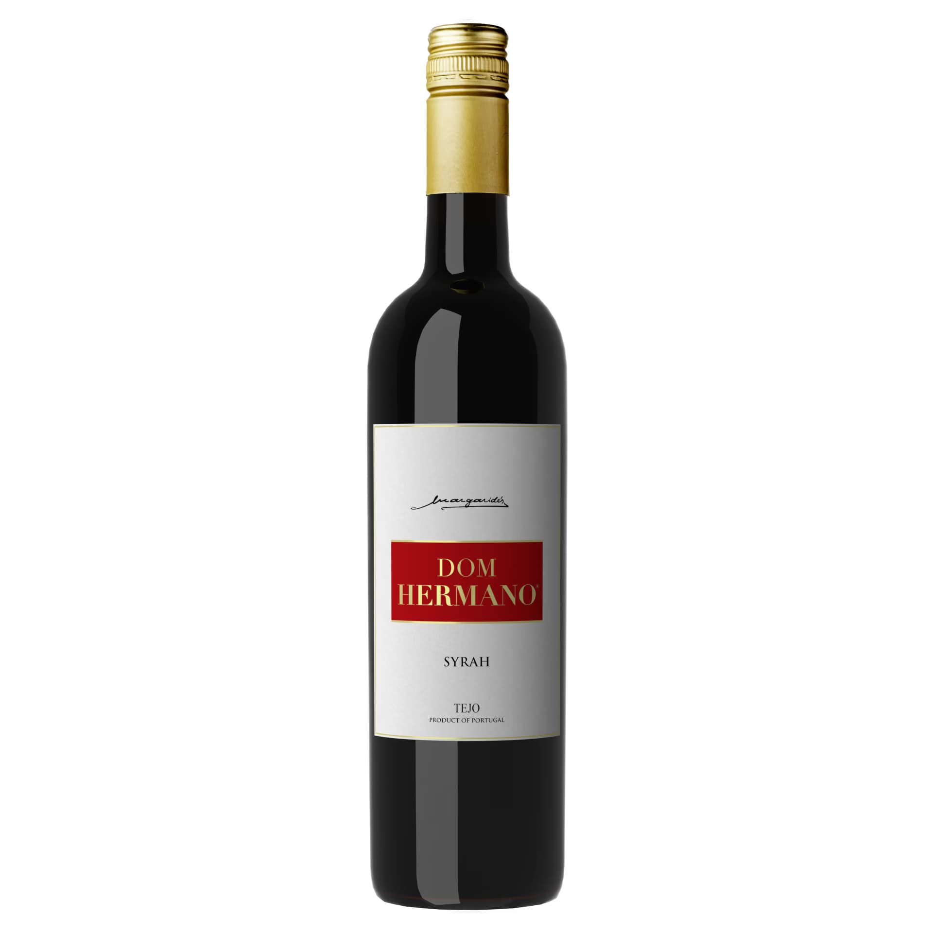 Garrafa isolada de Dom Hermano Syrah, rótulo frontal